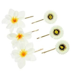 Gold Tone Ivory Fabric Bobby Pin Hair Accessory